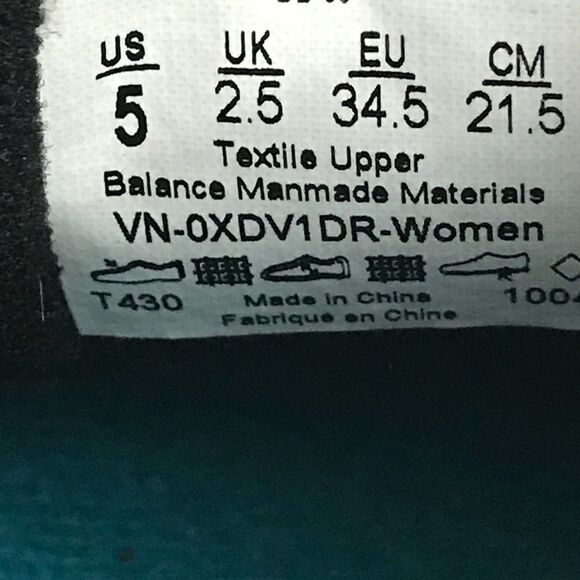 Vans Off the Wall Wool Blk/Whi Teal Laces WMS SZ 5 - Picture 6 of 8